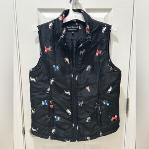 JASON MAXWELL cat print puffer vest size Large cat lover